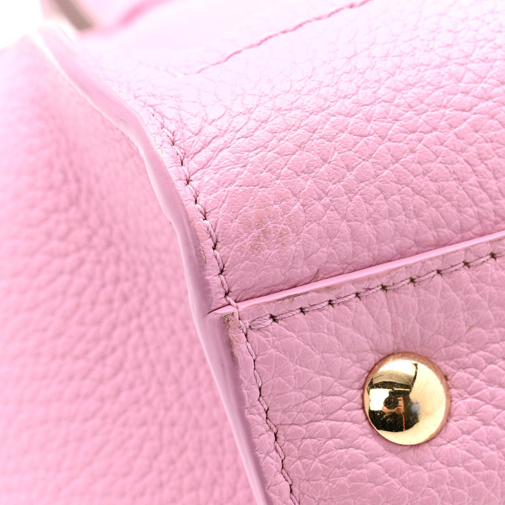 Grained Calfskin Double Handle Small Amy Tote Pink