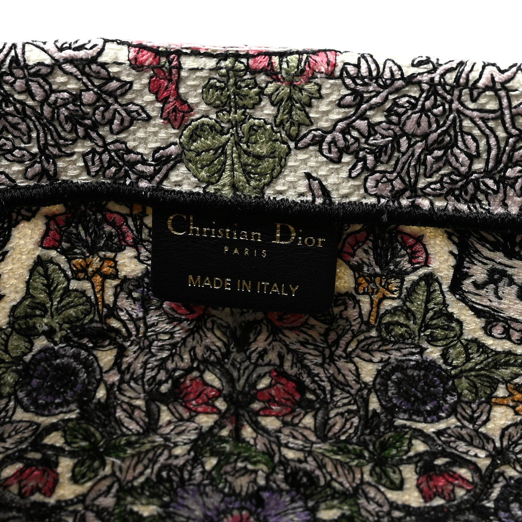 Canvas Embroidered Medium Around The World Book Tote White Multicolor