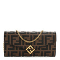 Vitello Soft F is Fendi Bi-Color FF 1974 Embossed Continental Envelope Wallet On Chain Maya Black