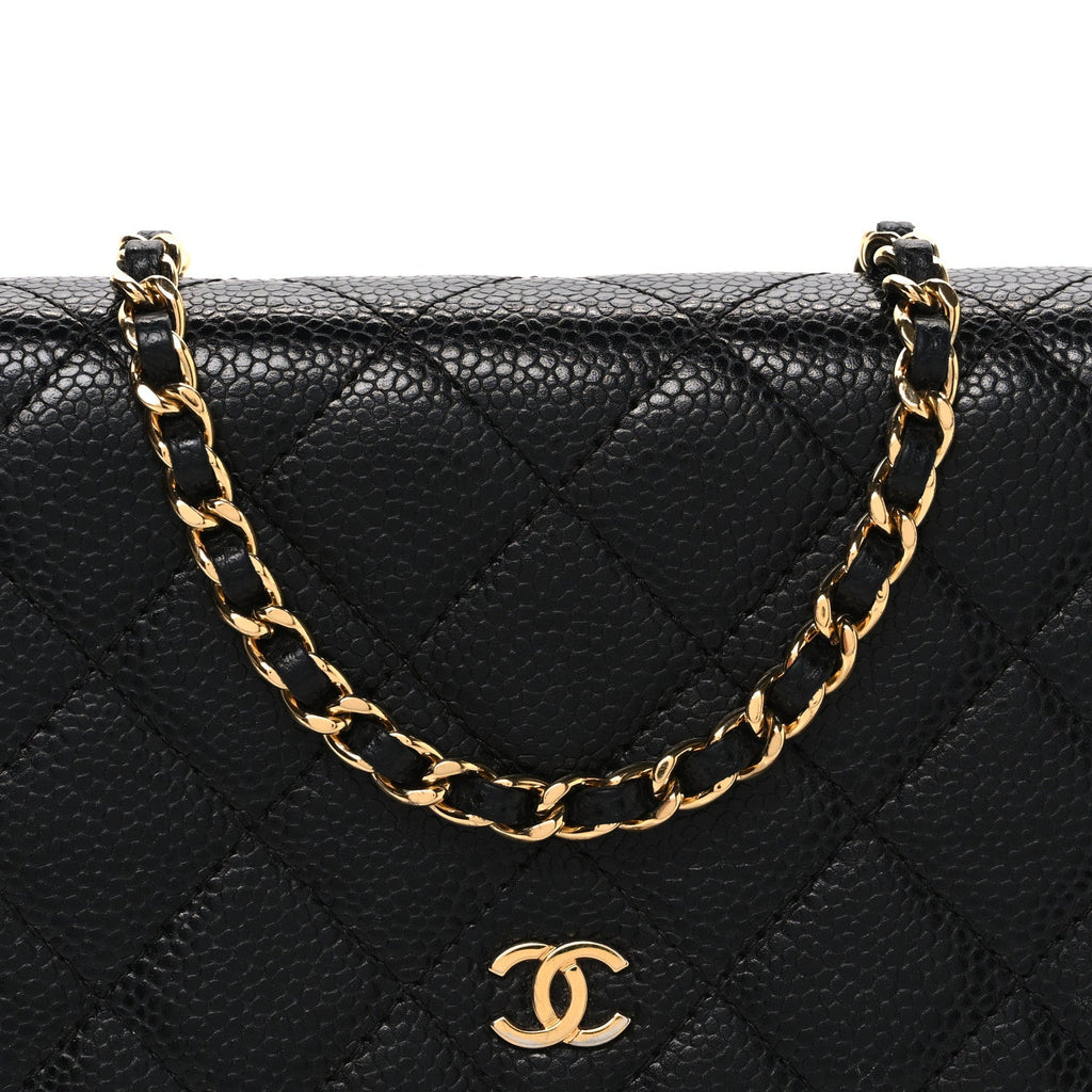 Caviar Quilted Wallet On Chain WOC Black Black