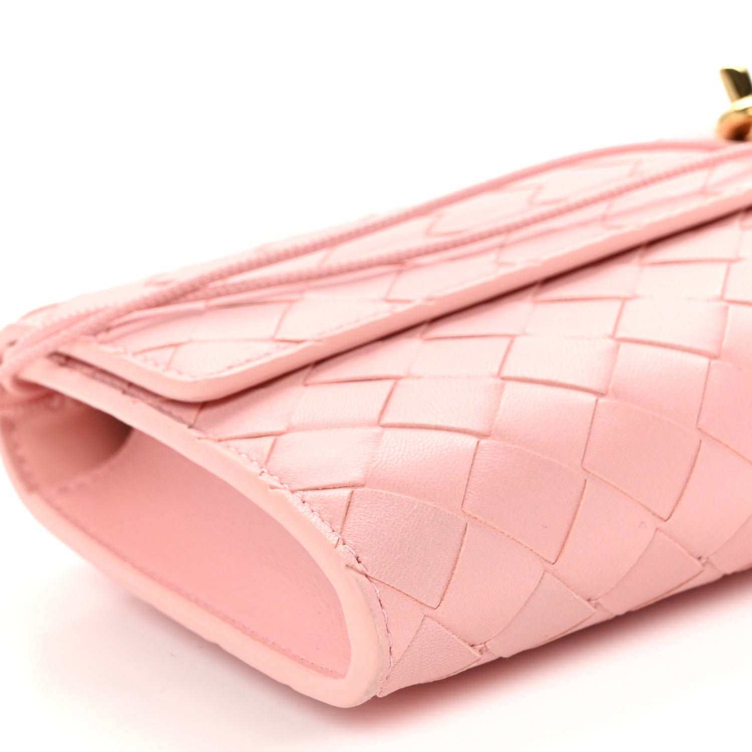 Nappa Intrecciato Long Andiamo Top Handle Clutch Rose