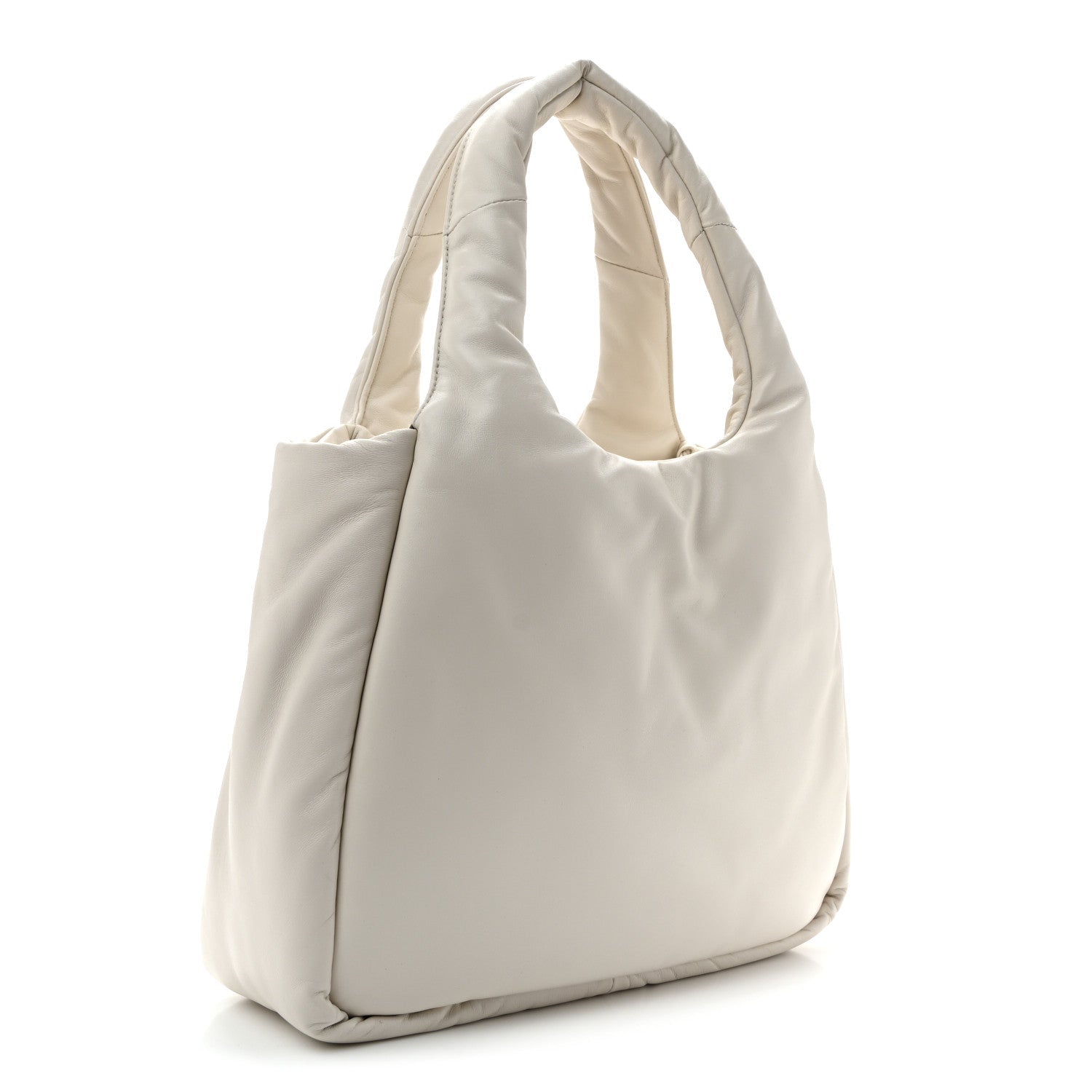 Nappa Soft Padded Medium Double Handled Shoulder Bag White