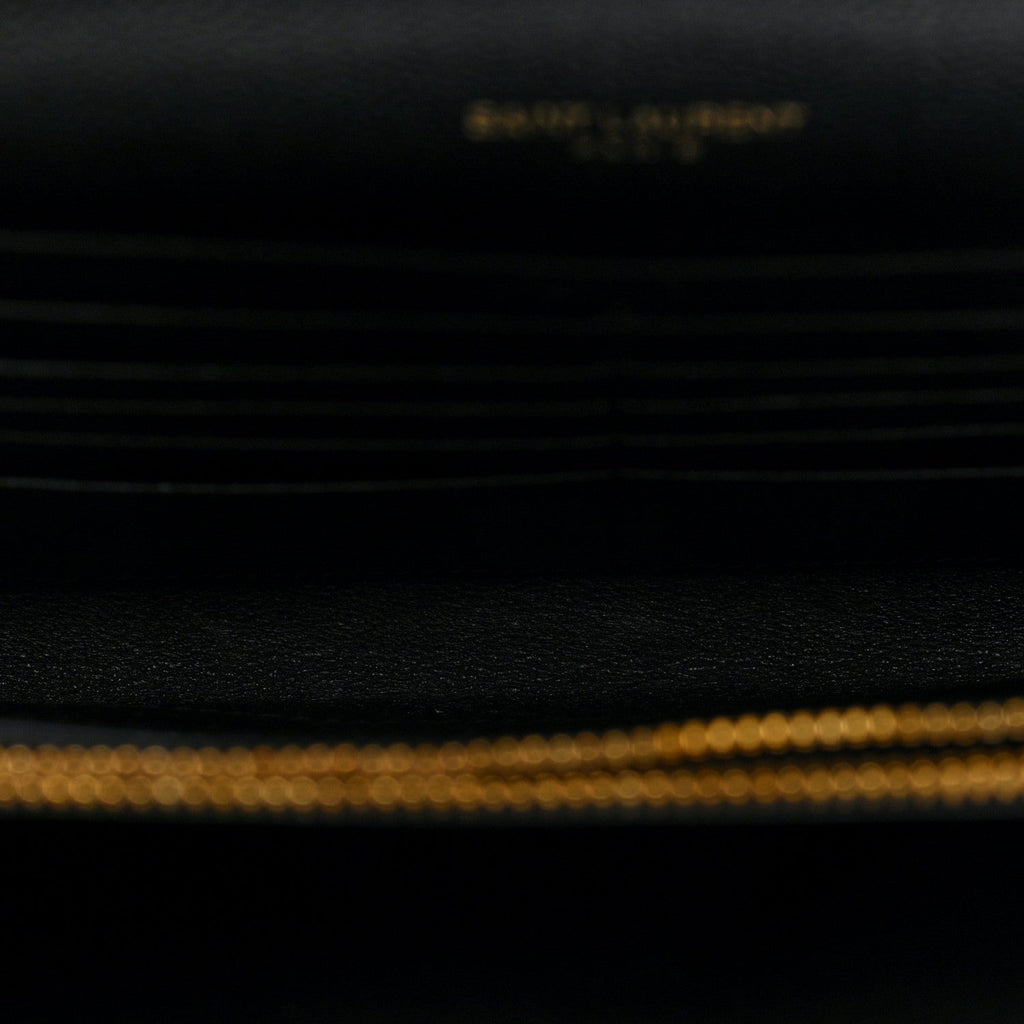 Grain De Poudre Matelasse Chevron Monogram Chain Wallet Black