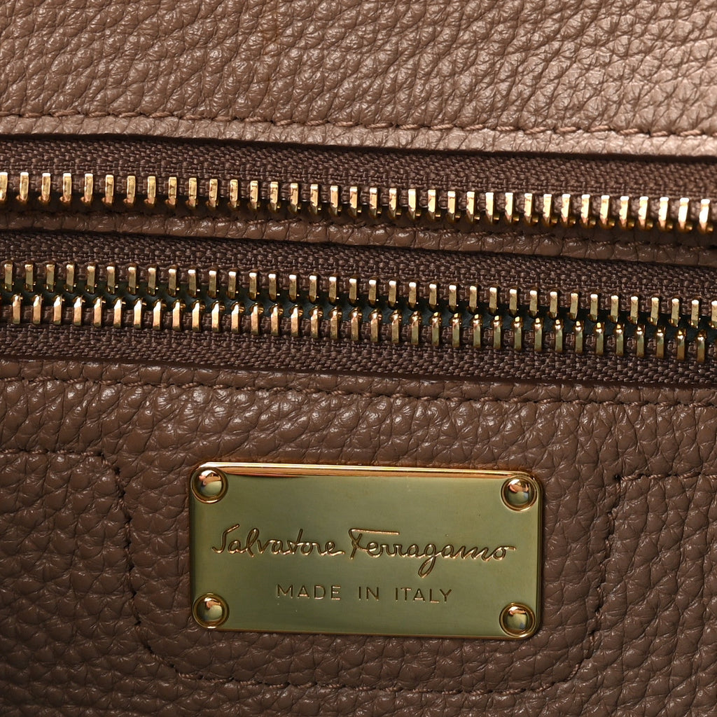 Hammered Calfskin Double Handle Small Amy Tote Fango Blue Haze