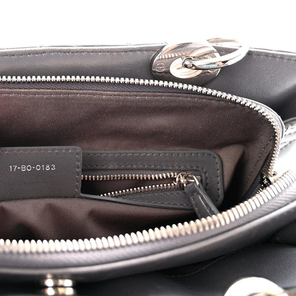 Lambskin Cannage Small Dior Soft Zipped Shopping Tote Grey