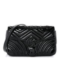 Patent Calfskin Matelasse Monochrome Small GG Marmont Shoulder Bag Black