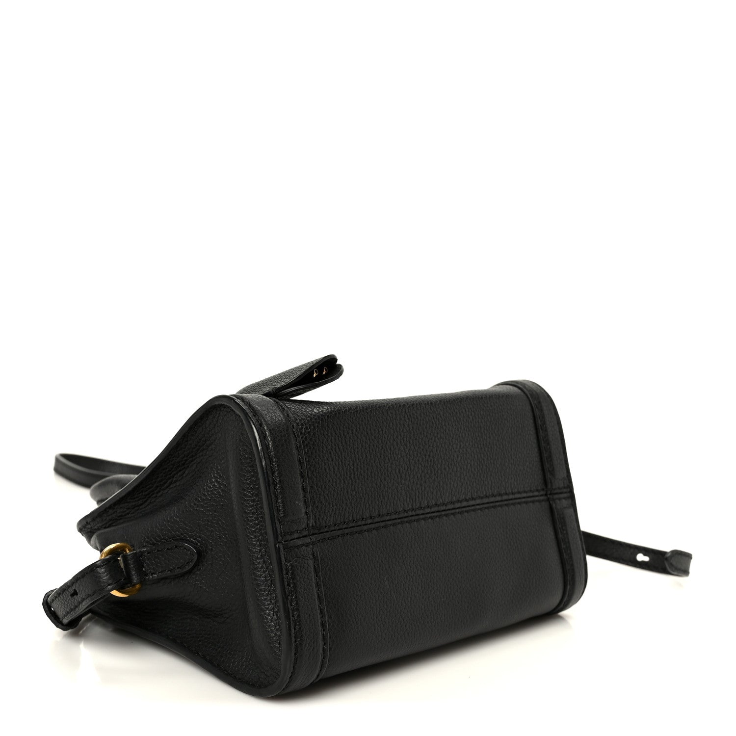 Pebbled Calfskin Mini Skull Padlock Zip Around Tote Black