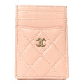 Caviar Quilted Vertical Card Holder  Light Pink
