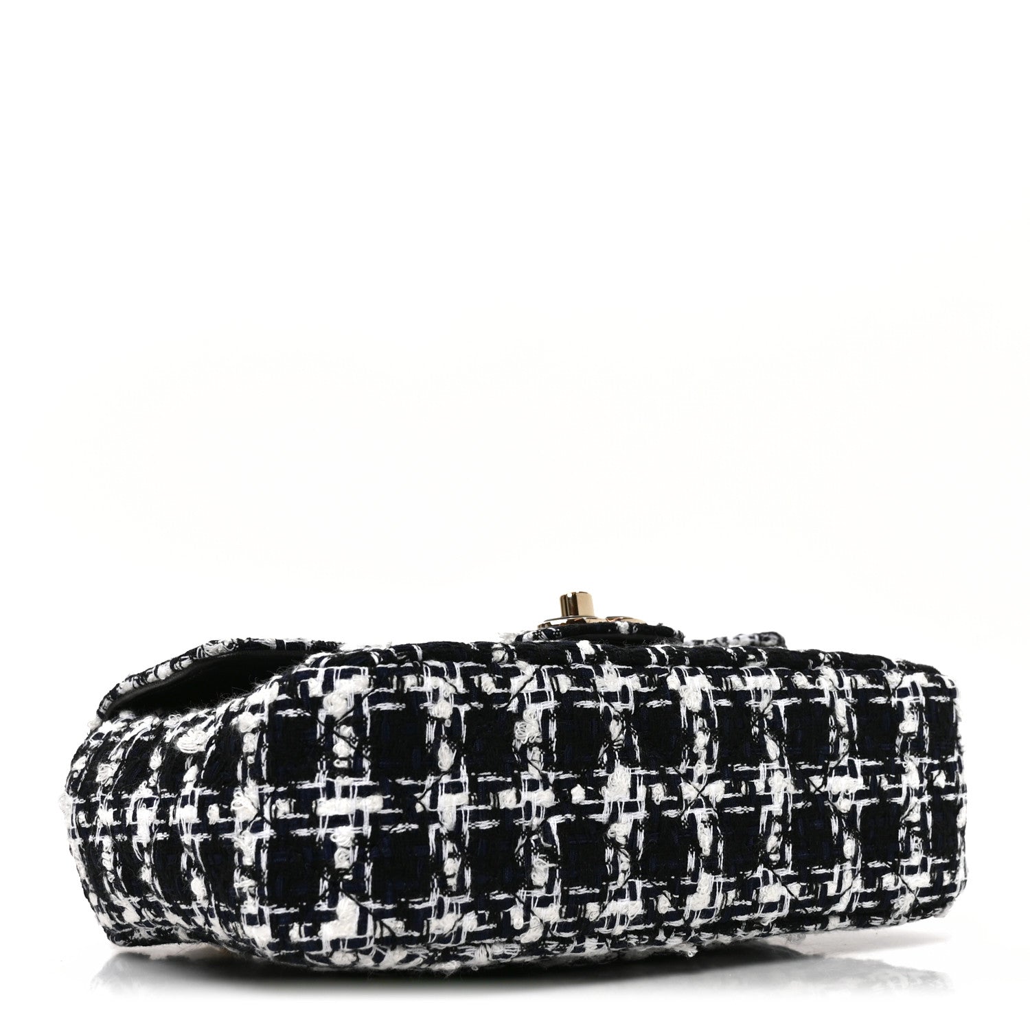 Tweed Resin Quilted Mini Heart Square Flap Navy White Black