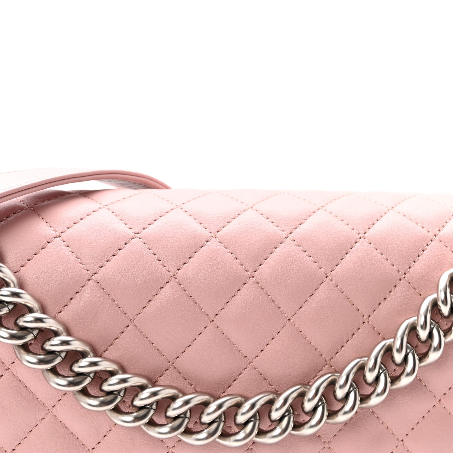 Calfskin Quilted Medium Boy Flap Light Pink