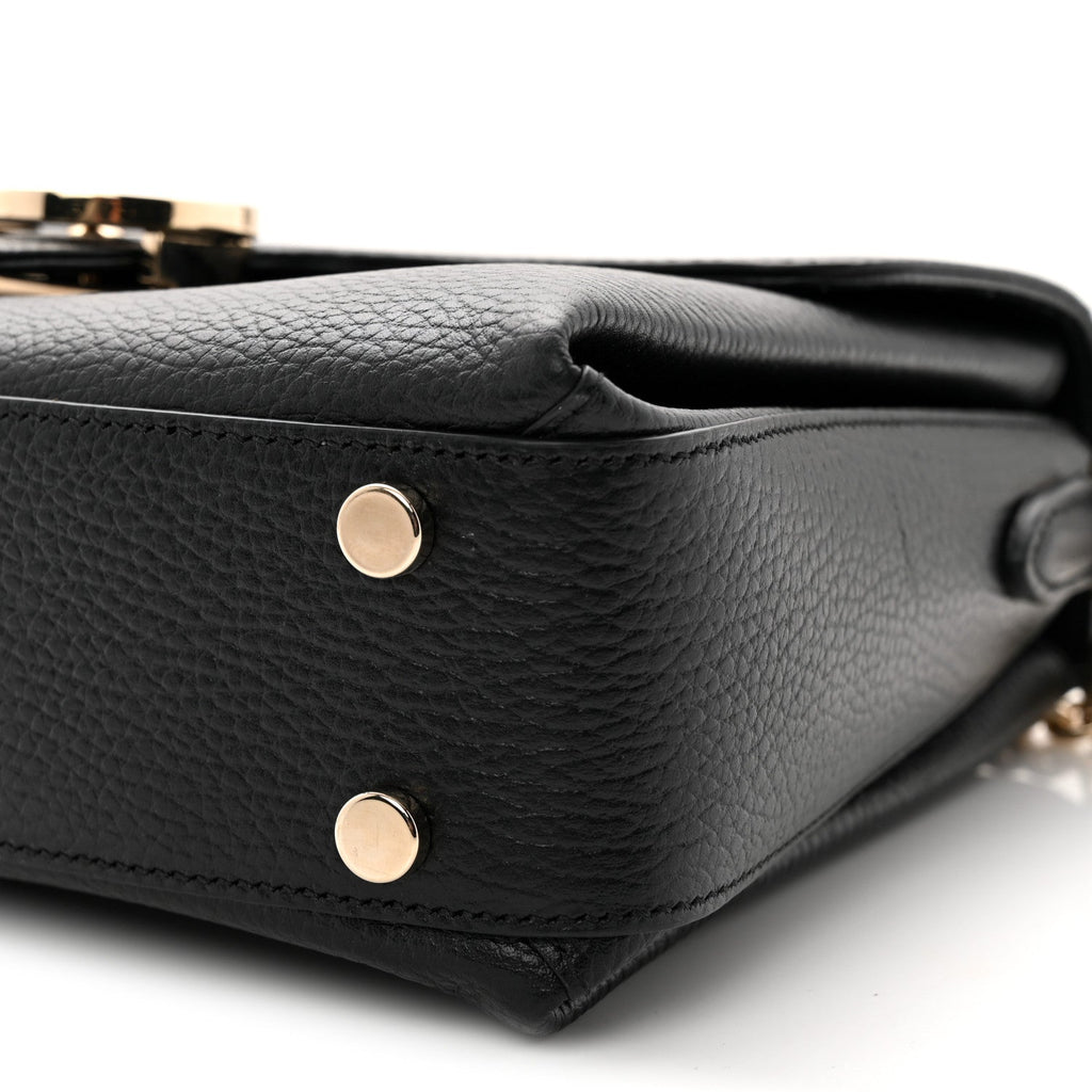Dollar Calfskin Interlocking G Top Handle Shoulder Bag Black