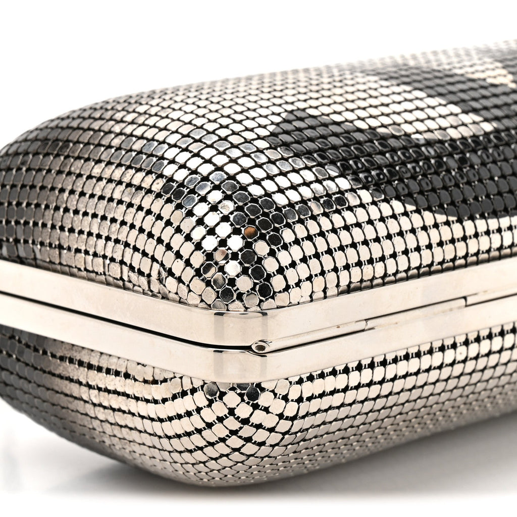 Metallic Lambskin Perforated Hollywood Clutch Silver