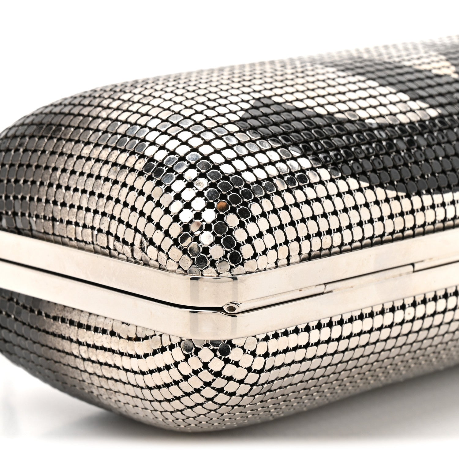 Metallic Lambskin Perforated Hollywood Clutch Silver