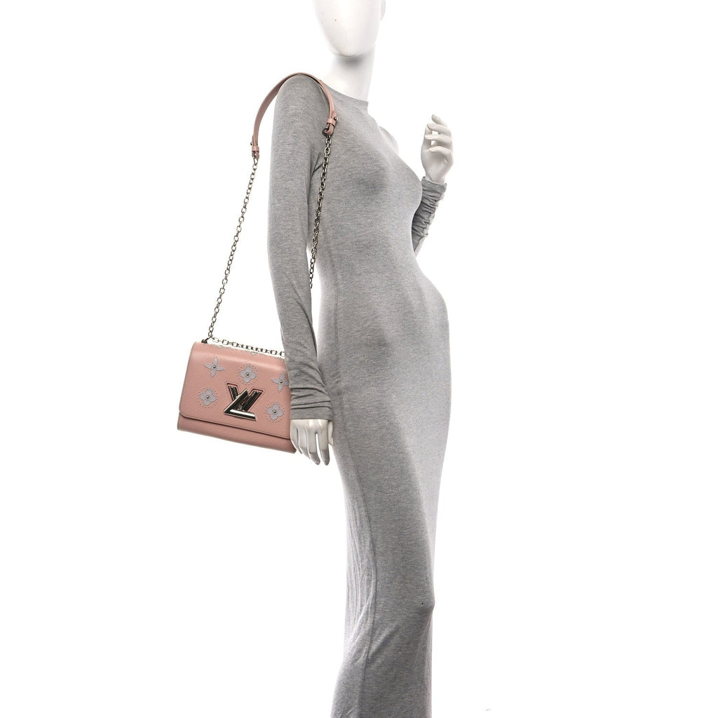 Epi Mechanical Flowers Twist Shoulder Bag MM Rose Ballerine