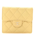 Caviar Quilted Compact Flap Wallet Yellow