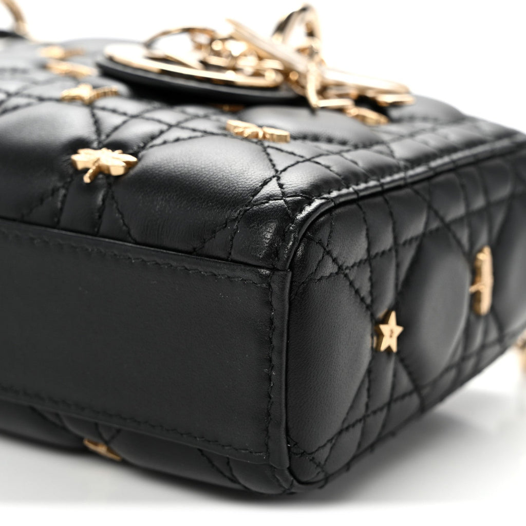 Lambskin Cannage Butterfly Studs Small Lady D-Joy Black