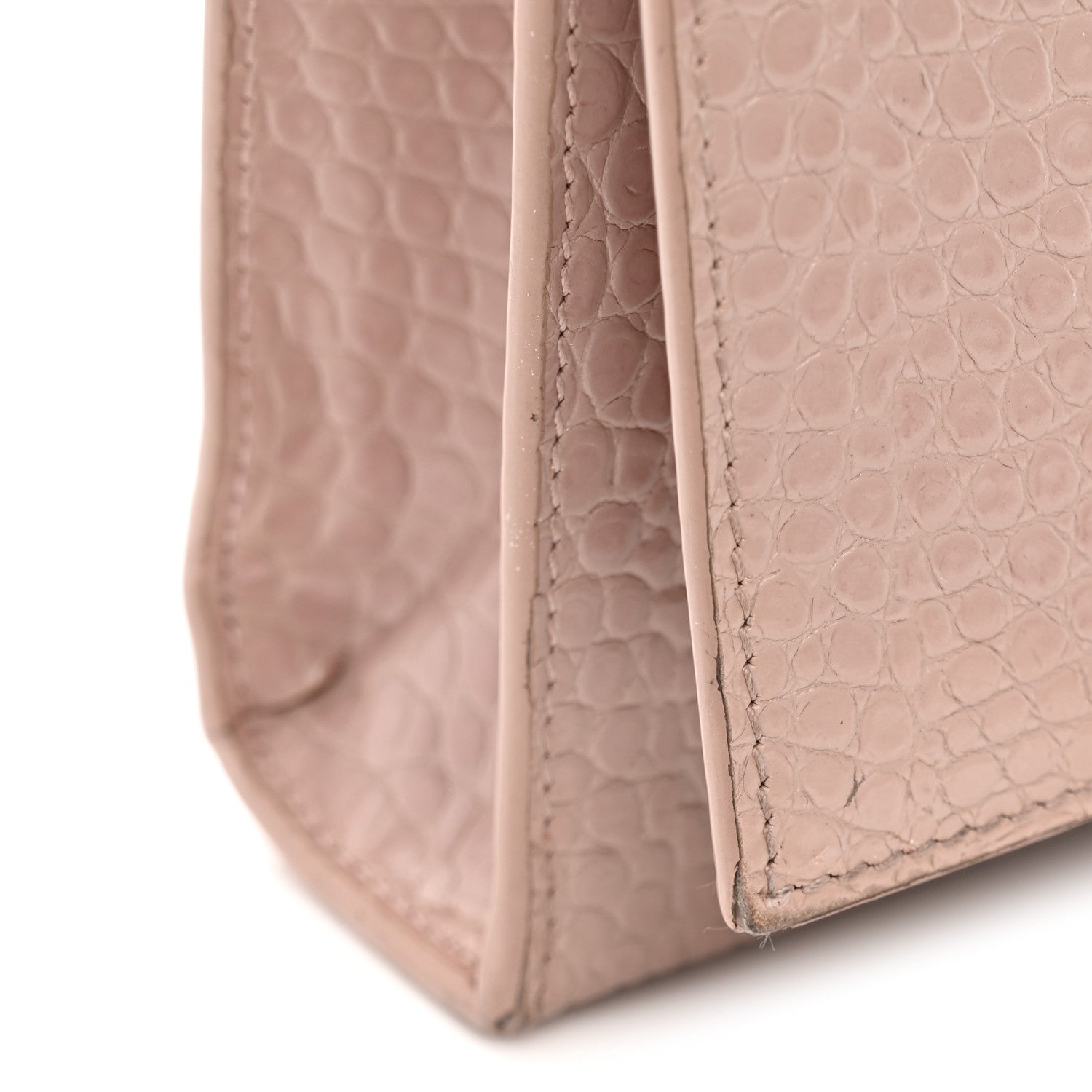 Calfskin Crocodile Embossed Medium Classic Monogram Kate Tassel Satchel Powder Pink
