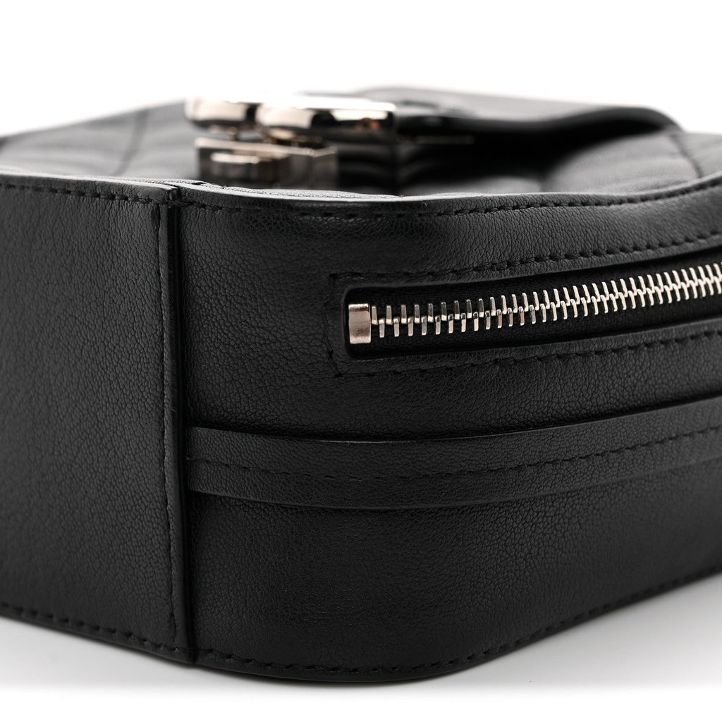 Lambskin Quilted Mini CC Box Camera Bag Black