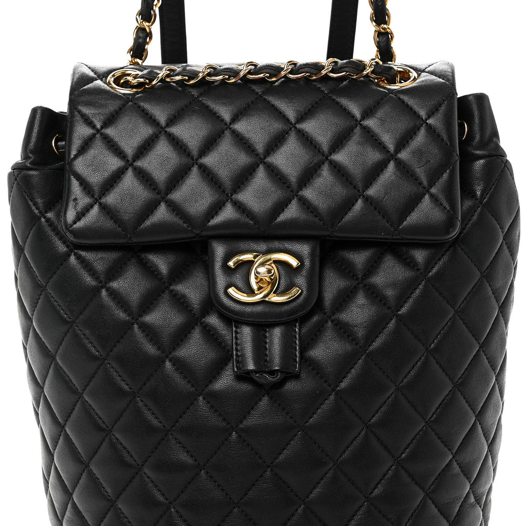 Lambskin Quilted Small Urban Spirit Backpack Black