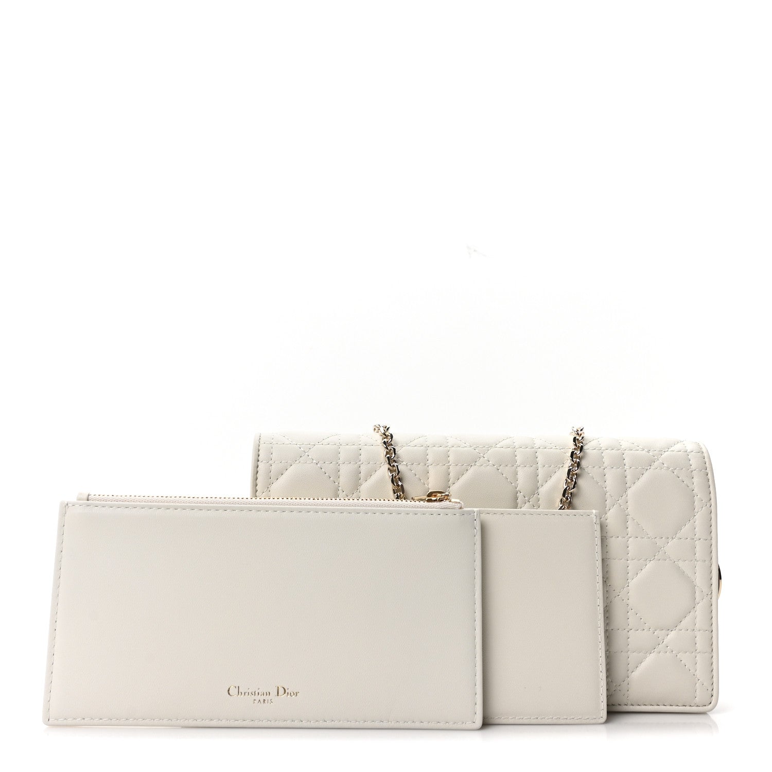Lambskin Cannage Lady Dior Pouch Latte