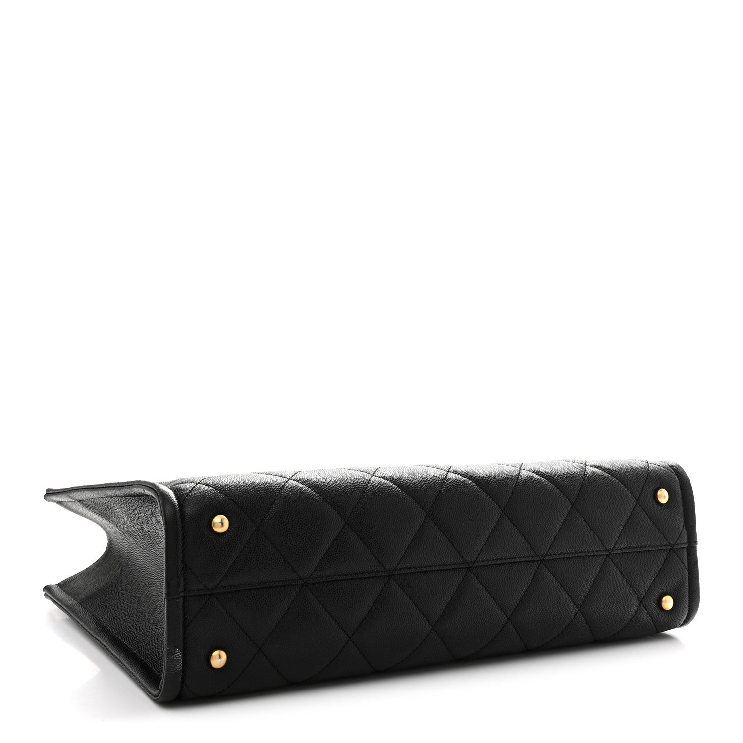 Caviar Quilted Chain Large Shopping Tote With Coin Purse Black