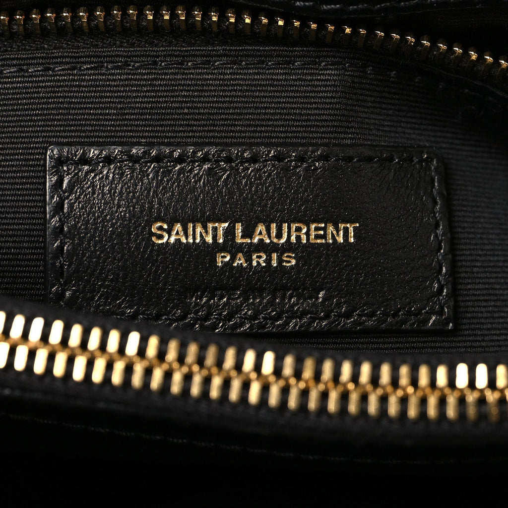Calfskin Y Quilted Monogram Medium Loulou Chain Satchel Black