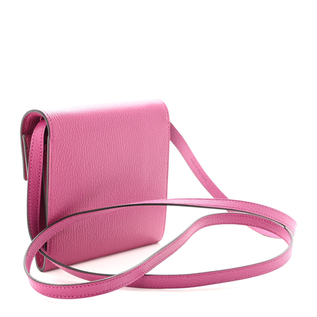 Chevre Mysore Enamel Mini Cinhetic Wallet  Rose Pourpre