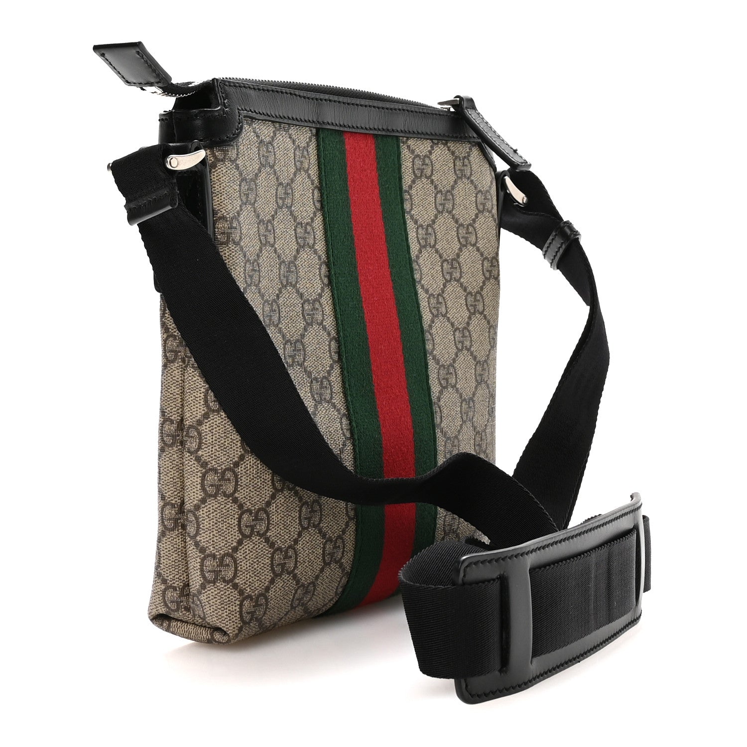 GG Supreme Monogram Web Messenger Bag Black