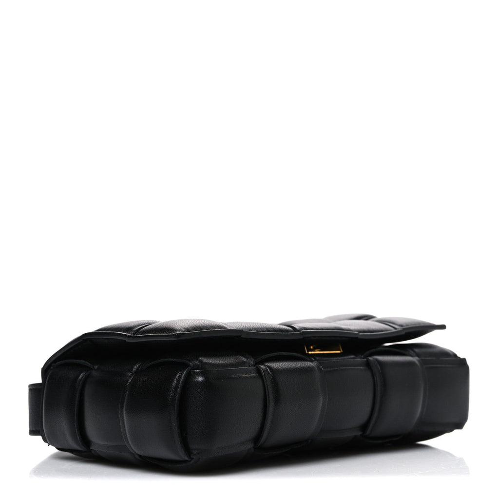 Nappa Maxi Intreccio Small Padded Cassette Crossbody Bag Black