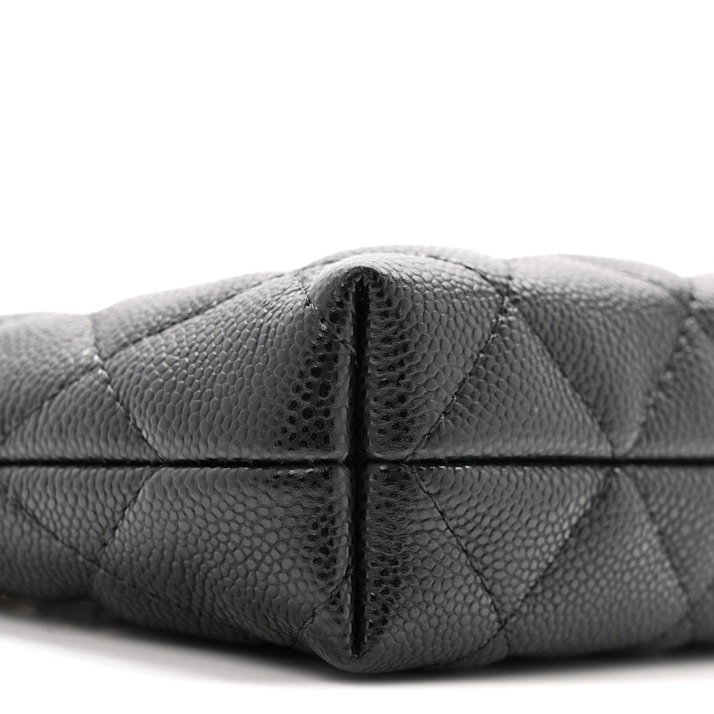 Caviar Quilted Classic Clutch Tote With Chain Black