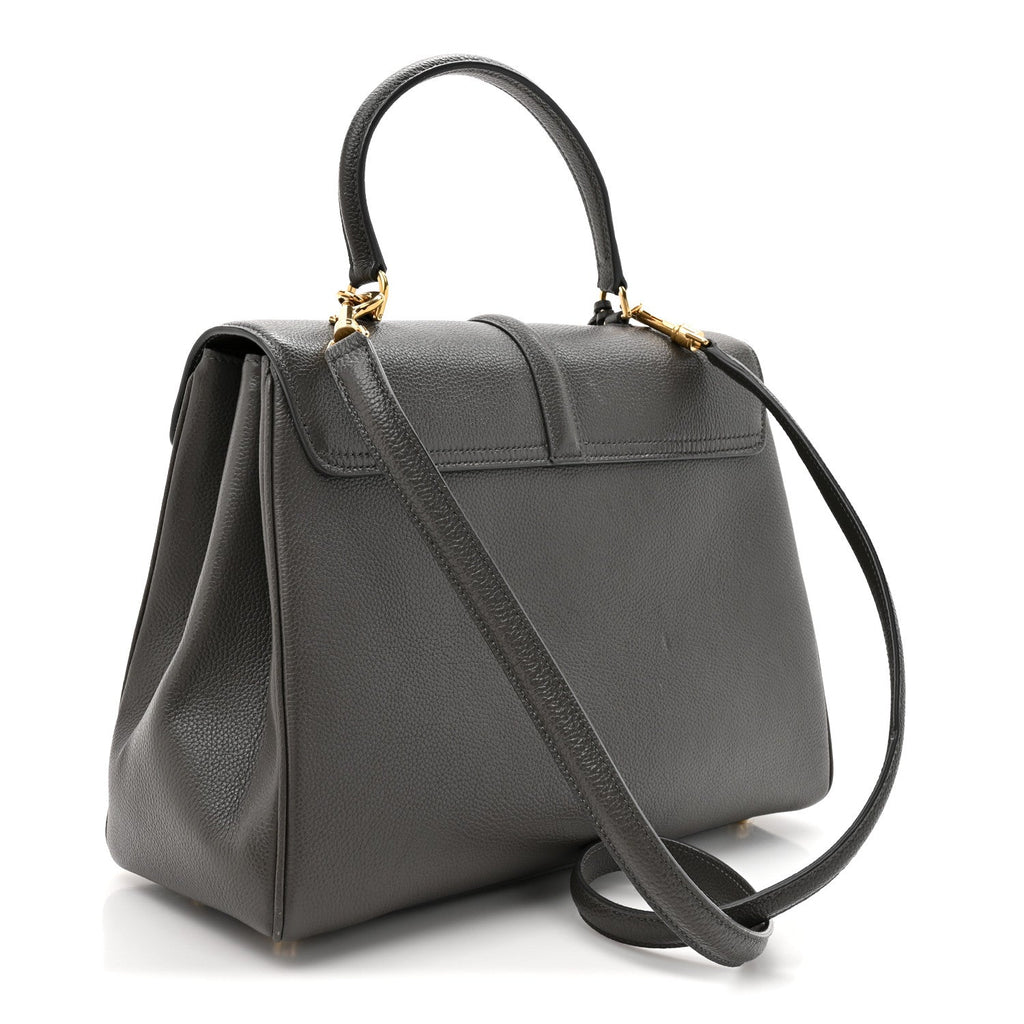 Grained Calfskin Classique Medium 16 Top Handle Bag Grey