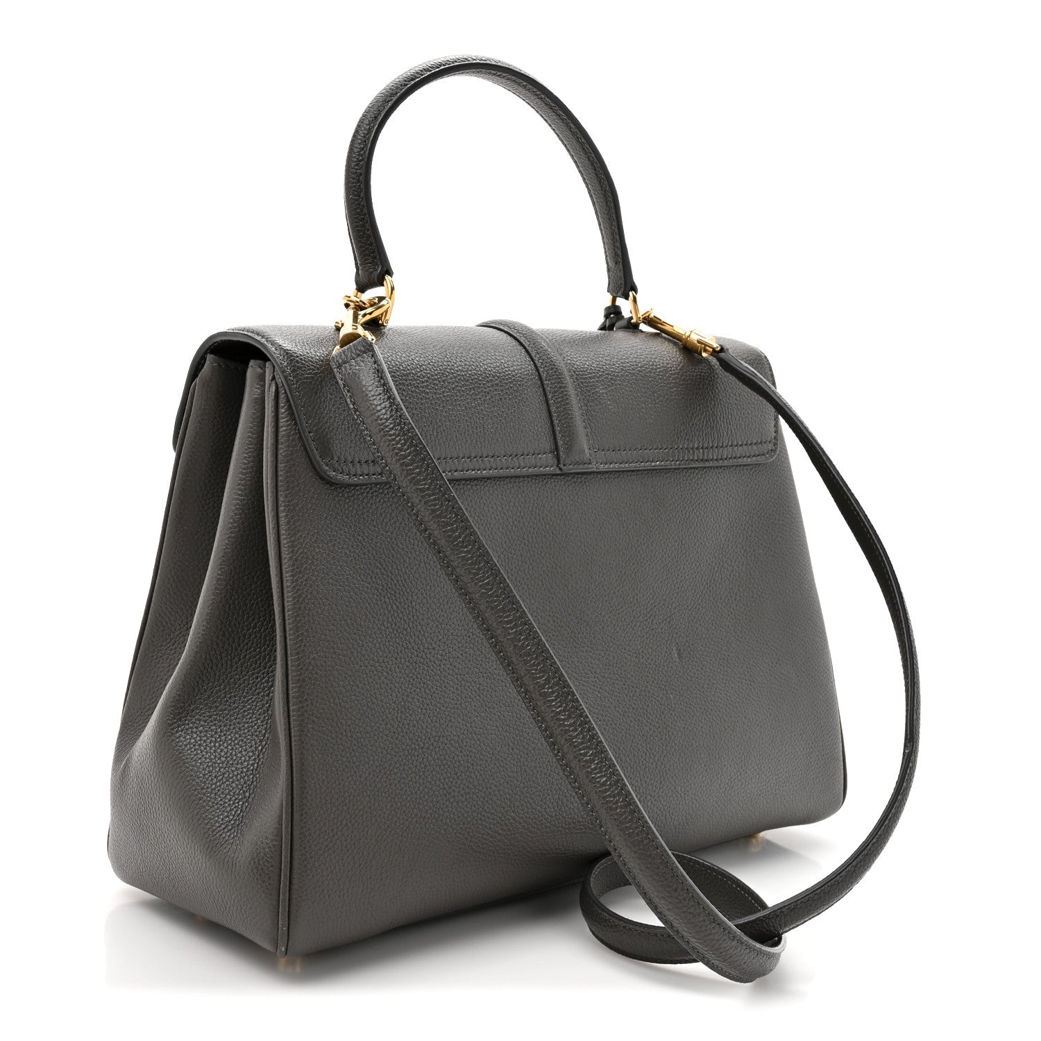 Grained Calfskin Classique Medium 16 Top Handle Bag Grey