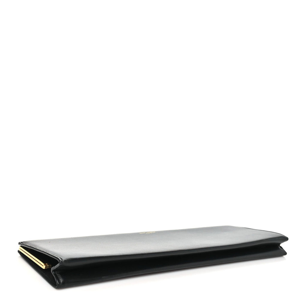 Smooth Calfskin Large Midnight Clutch Black