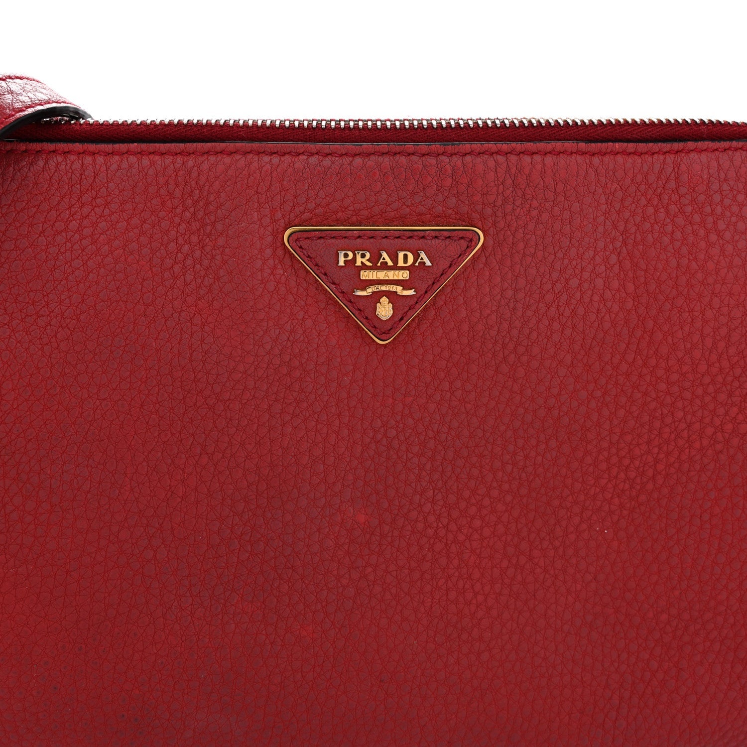 Vitello Daino Zippered Crossbody Bag Rosso