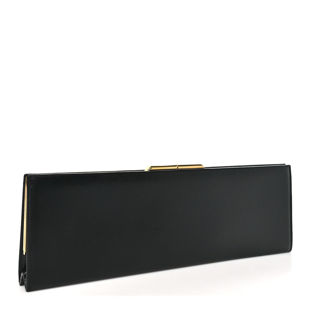 Smooth Calfskin Large Midnight Clutch Black