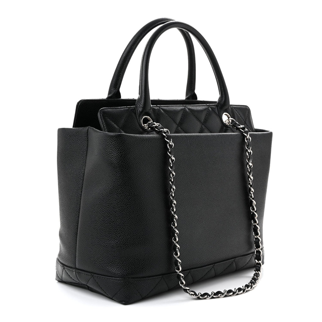 Soft Caviar CC Medium Top Handle Tote Black