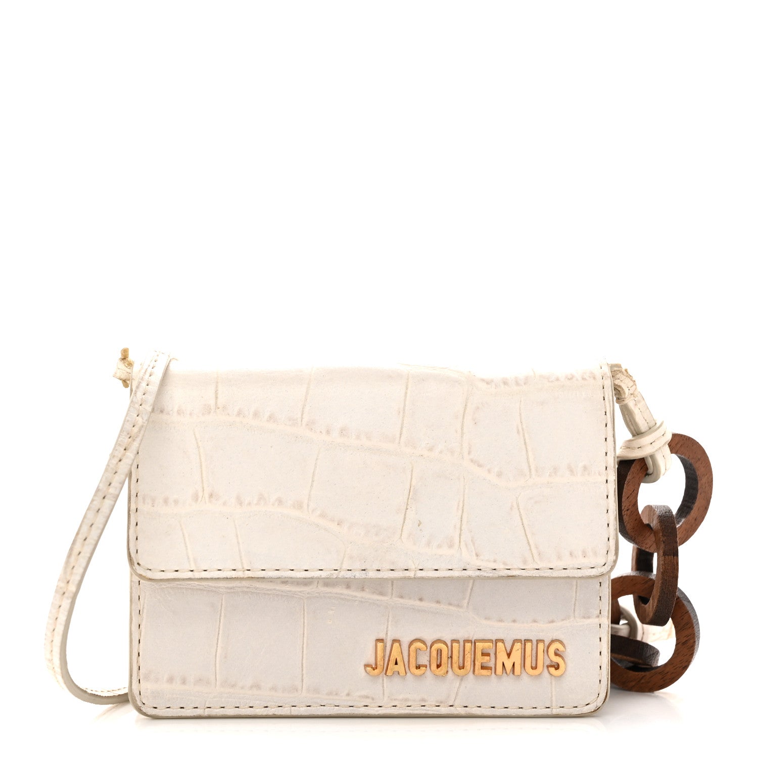 Calfskin Crocodile Embossed Le Riviera White