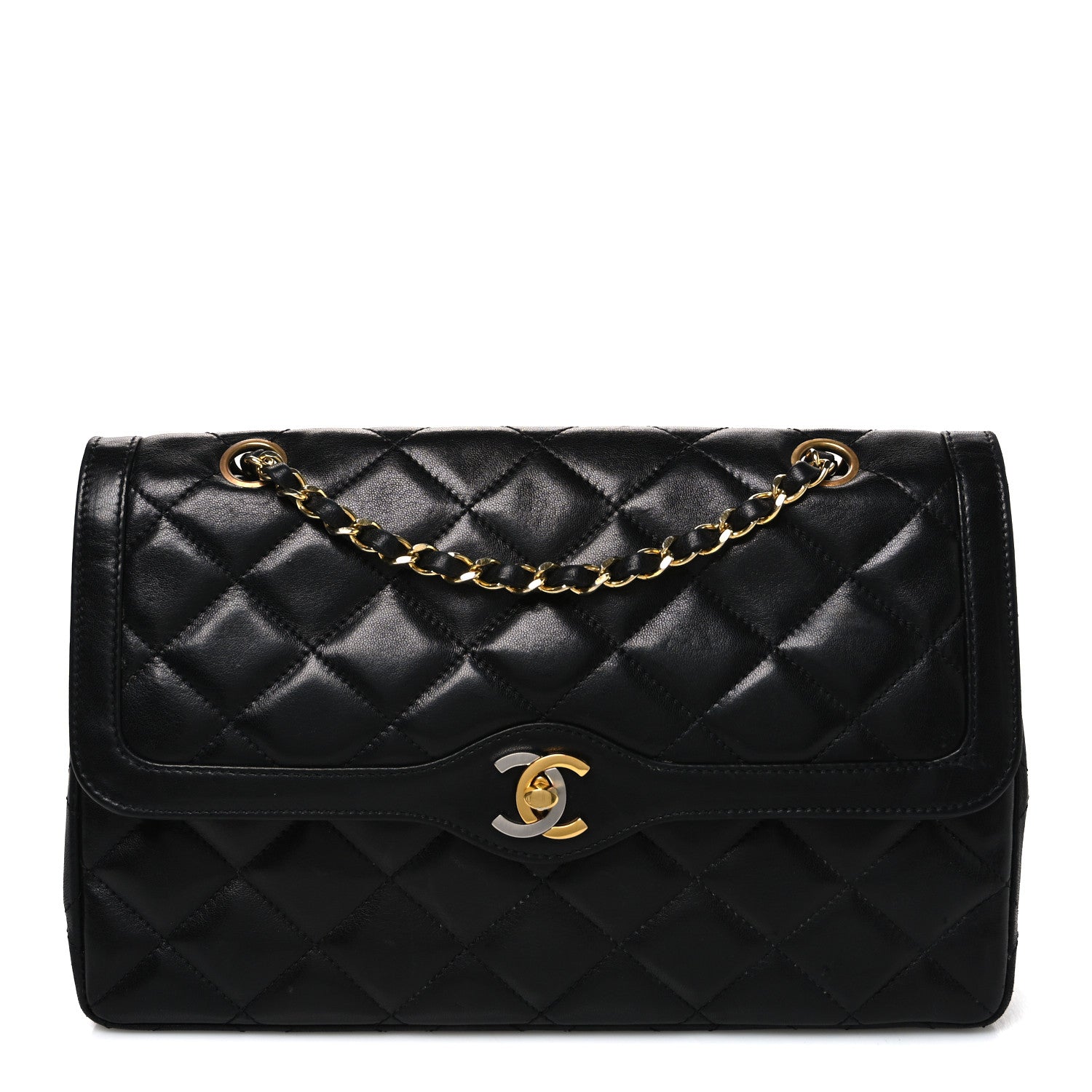 Lambskin Medium Double Flap Black