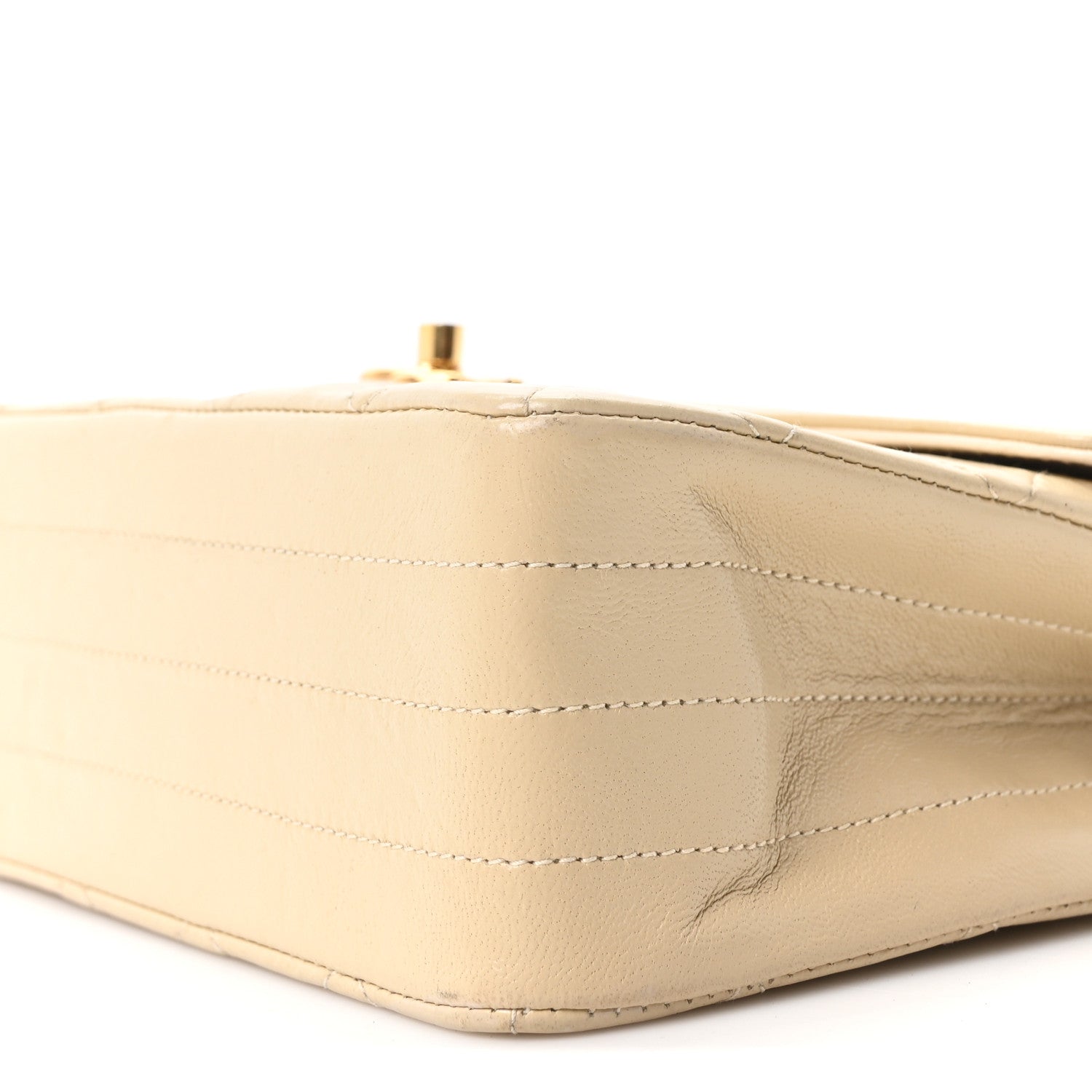 Lambskin Quilted Small Single Flap Beige