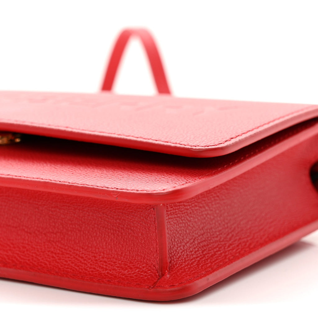 Smooth Calfskin Logo Embossed Hampshire Crossbody Red