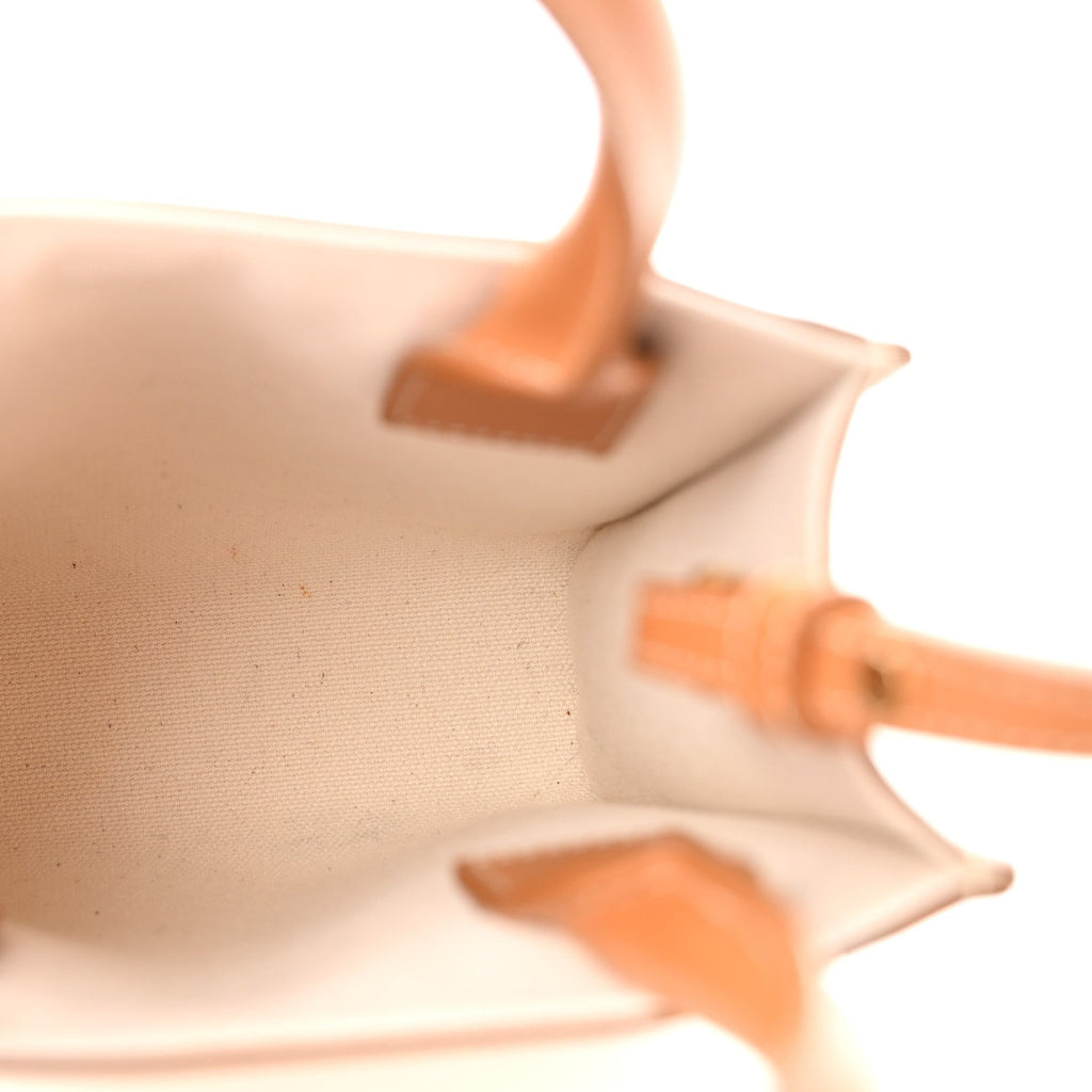 Canvas Calfskin Mini Vertical Cabas Natural Tan