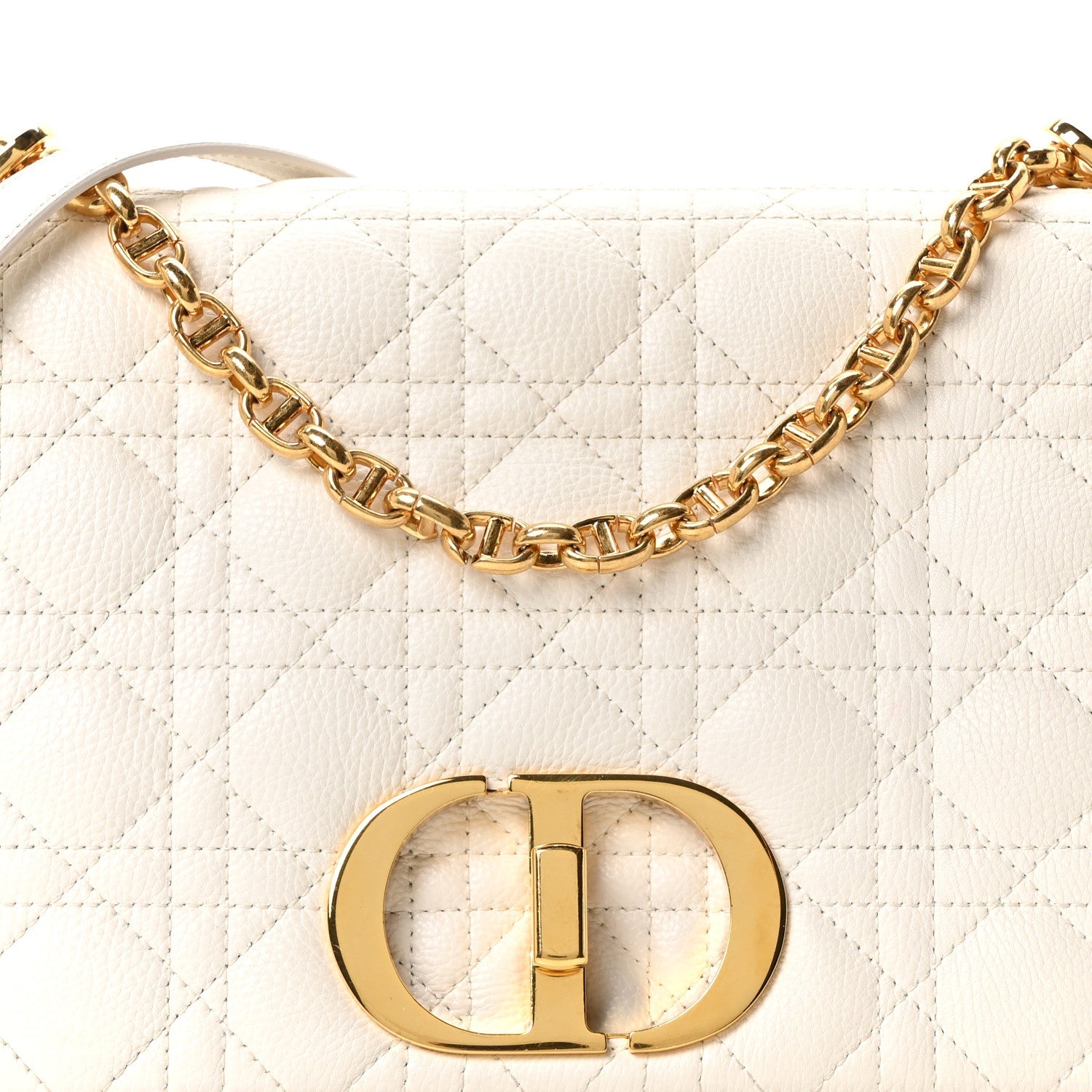Grained Calfskin Cannage Large Caro Bag Latte