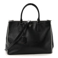 Saffiano Medium Galleria Double Zip Tote Black Talco