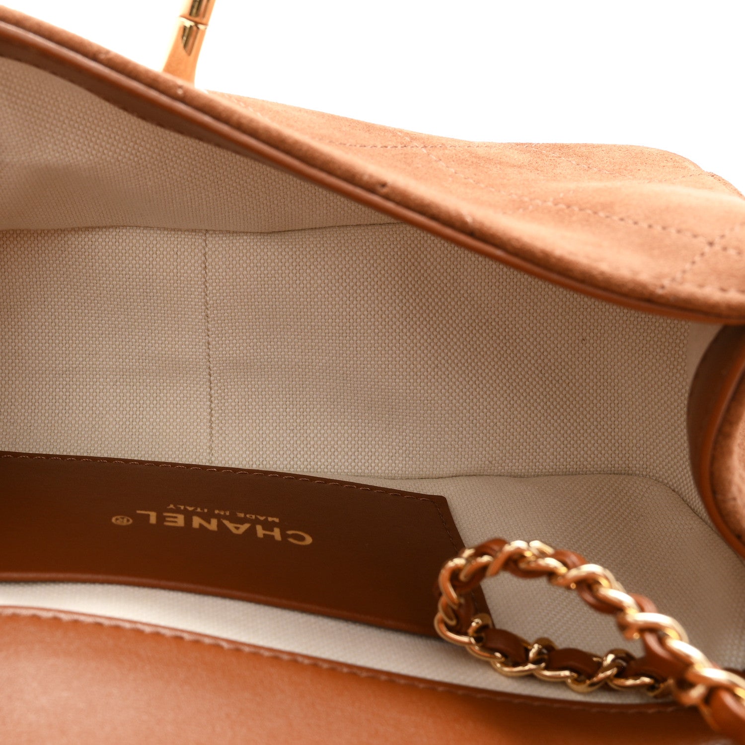 Suede Calfskin Quilted Small Eyes On You Flap Camel