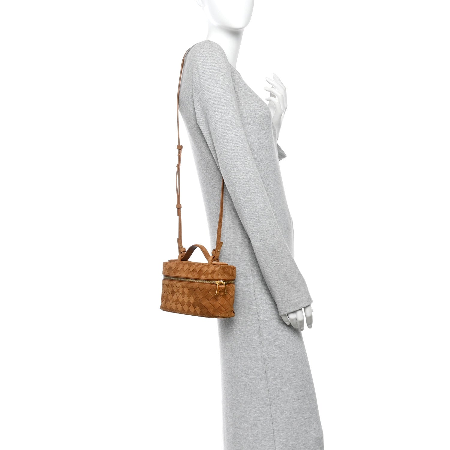 Suede Intrecciato Bang Bang Vanity Case Amber