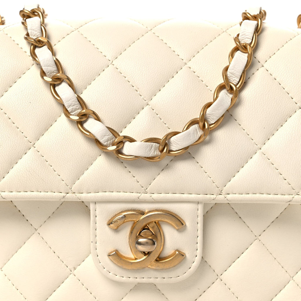 Lambskin Quilted Casino Chips Small Square Flap White