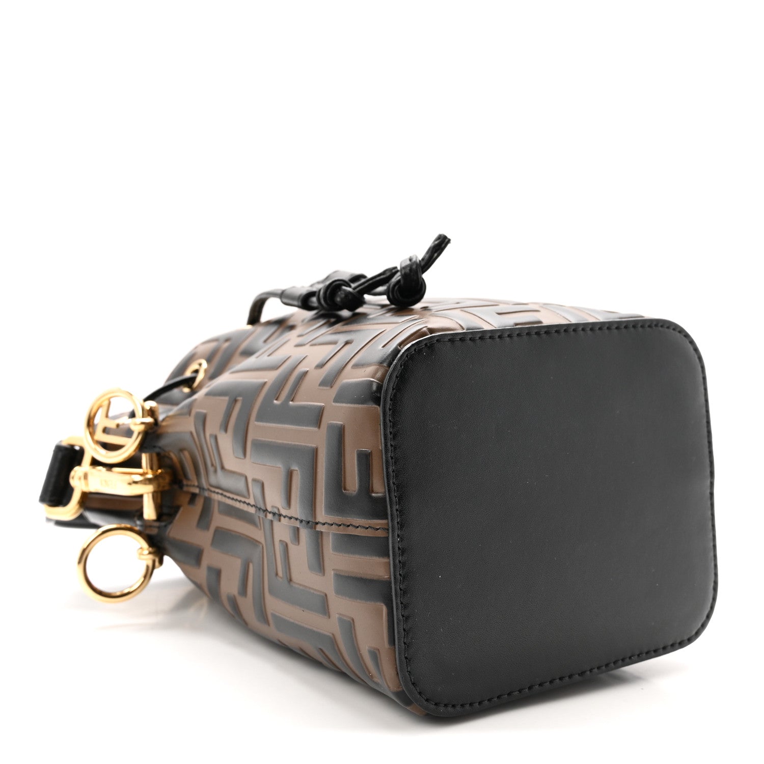 Vitello Liberty F is Fendi Bi-Color FF 1974 Embossed Mini Mon Tresor Bucket Bag Maya Black