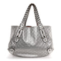 Metallic Guccissima Medium Pelham Shoulder Bag Silver