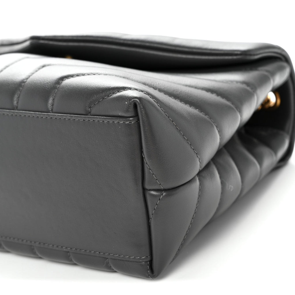 Calfskin Y Quilted Monogram Small Loulou Chain Satchel Storm