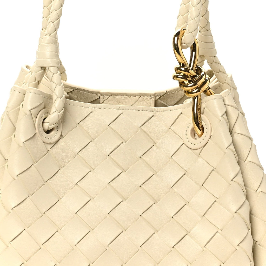 Nappa Intrecciato Small Parachute Shoulder Bag Sea Salt